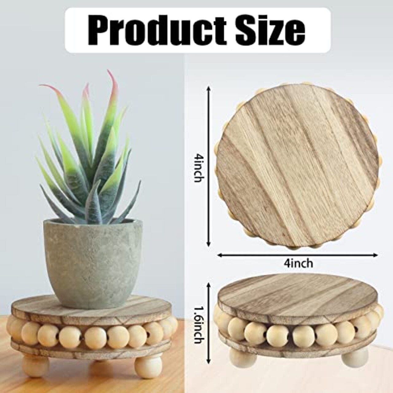 2 Pieces Wood Riser, Risers for Decor,Pedestal Stand,Display Stand apply to Home Decor,Farmhouse Decor,Tiered Tray Decor(Brown, 4 Inches)